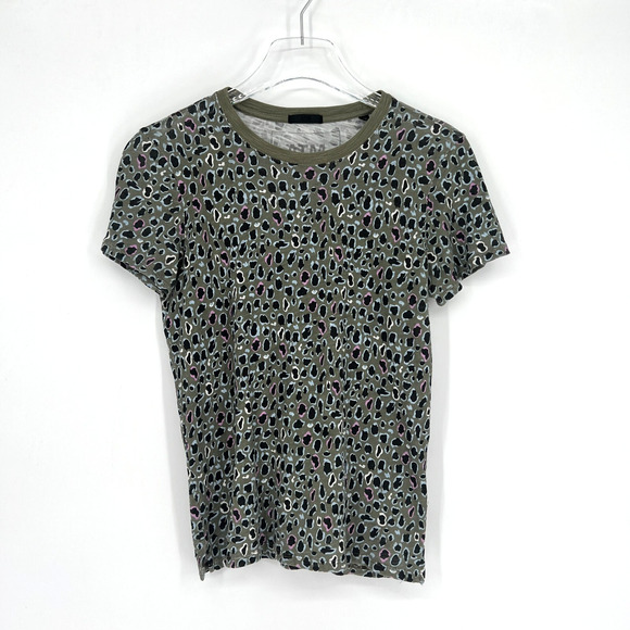 ATM Top Womens S Animal Print Leopard Green T Shirt Edgy Eclectic Designer - Picture 1 of 6